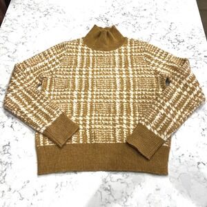 Vero‎ Moda Womens Plaid Turtleneck Sweater Knit Pullover Beige Small